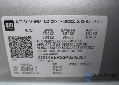 2023 Chevrolet Blazer Fwd Rs z USA, uszkodzony, nr VIN 3GNKBERS3PS232297